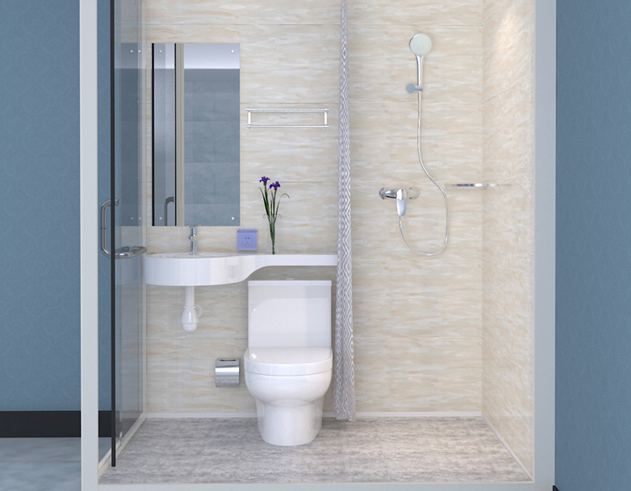 Modular Prefabricated na Banyo na may Salamin sa Panlabas na Mga Pader para sa Mabilis at Mahusay na Pagkakabit