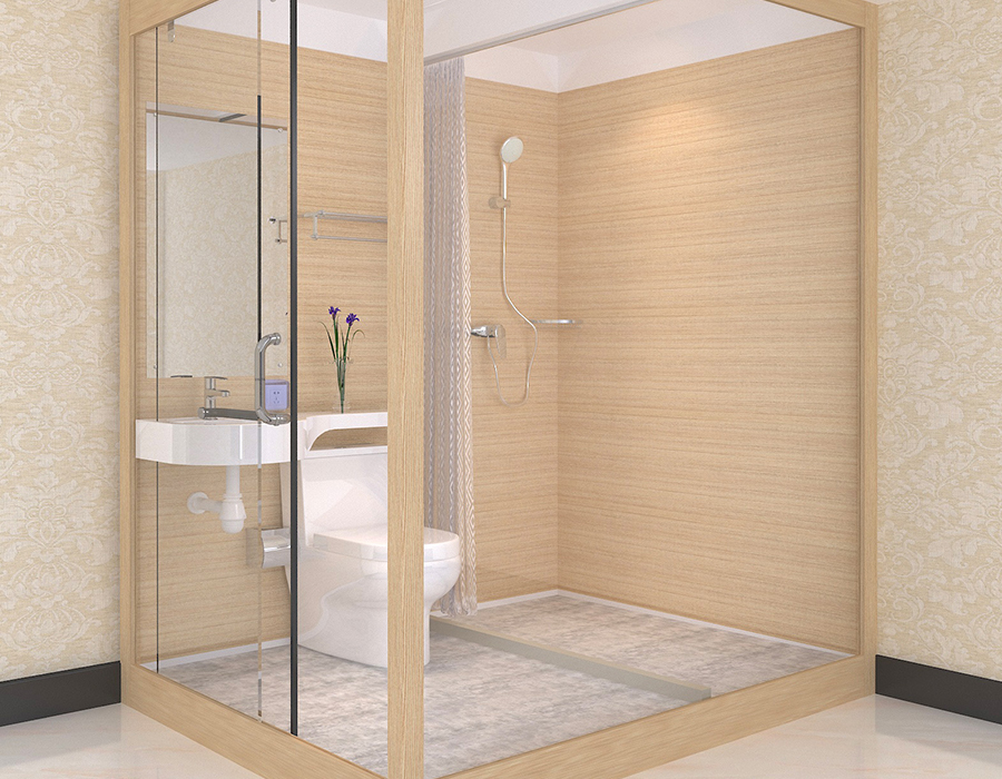 Prefabricated na Banyo na may PEC Resin Fiber Inner Wall Panel at Glass Outer Wall