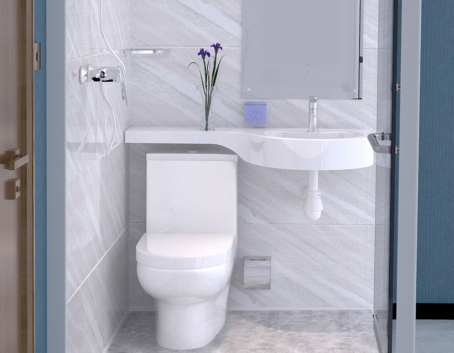 Glass-Wall Modular Integrated Bathroom na may PEC Resin Fiber Interior Panels