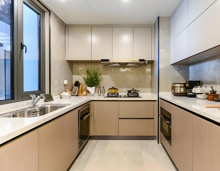 Stone Slab Wall Panel Integrated Kitchen